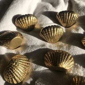 12 brass seashell placecard holders/place settings